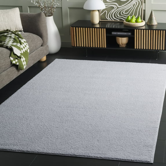 SAFAVIEH Boucle Lauressa Solid Machine Washable Area Rug, Gray, 6' x 6' Square