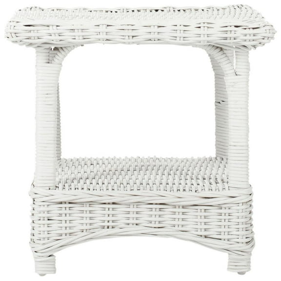 SAFAVIEH Bowen Classic Woven Rattan Side Table, White