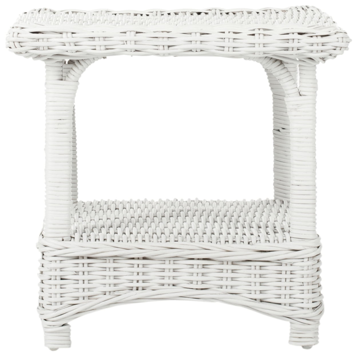 Bowen White Wicker and Rattan Box Accent Table