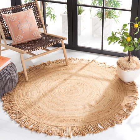 SAFAVIEH Braided Abby Solid Reversible Area Rug, Natural, 3' x 3' Round