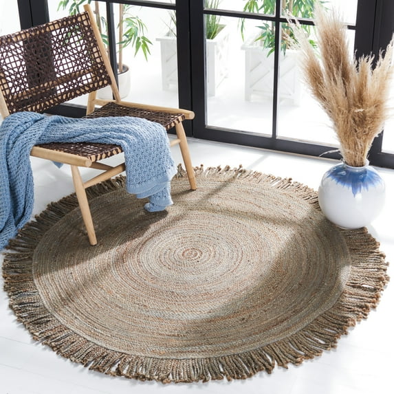 SAFAVIEH Braided Abby Solid Reversible Area Rug, Gray, 6' x 6' Round