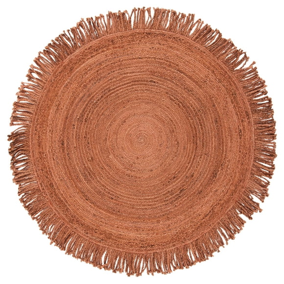 SAFAVIEH Braided Abby Solid Fringed Area Rug, Rust, 5' x 5' Round