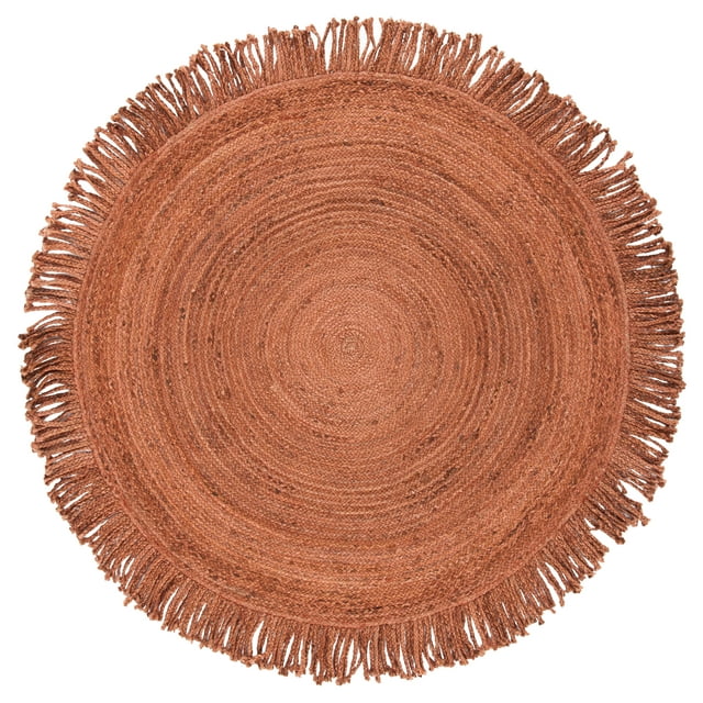 SAFAVIEH Braided Abby Solid Fringed Area Rug, Rust, 5' x 5' Round ...