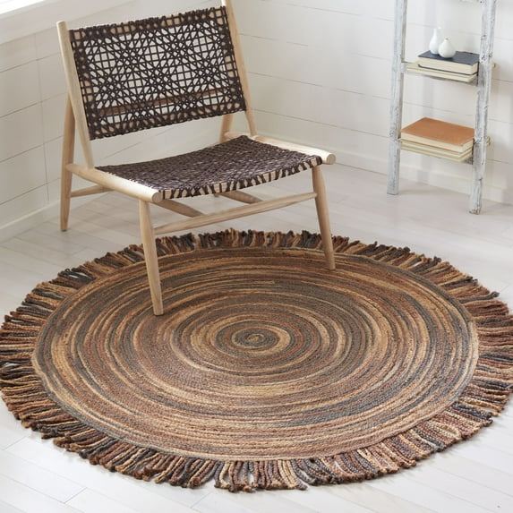 SAFAVIEH Braided Abby Solid Reversible Area Rug, Silver/Ivory, 5' x 5' Round