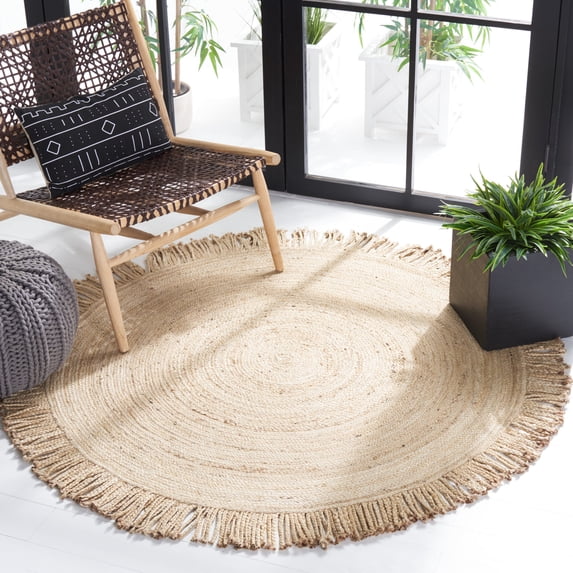 SAFAVIEH Braided Abby Solid Reversible Area Rug, Beige, 6' x 6' Round
