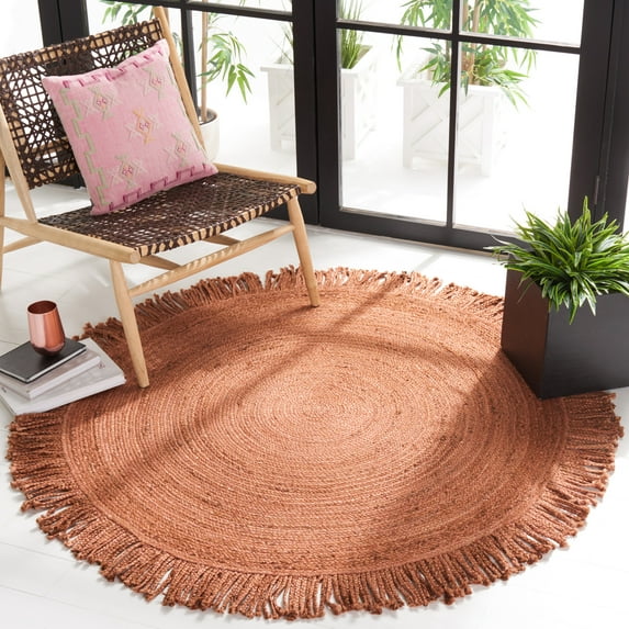 SAFAVIEH Braided Abby Solid Reversible Area Rug, Rust, 4' x 4' Round