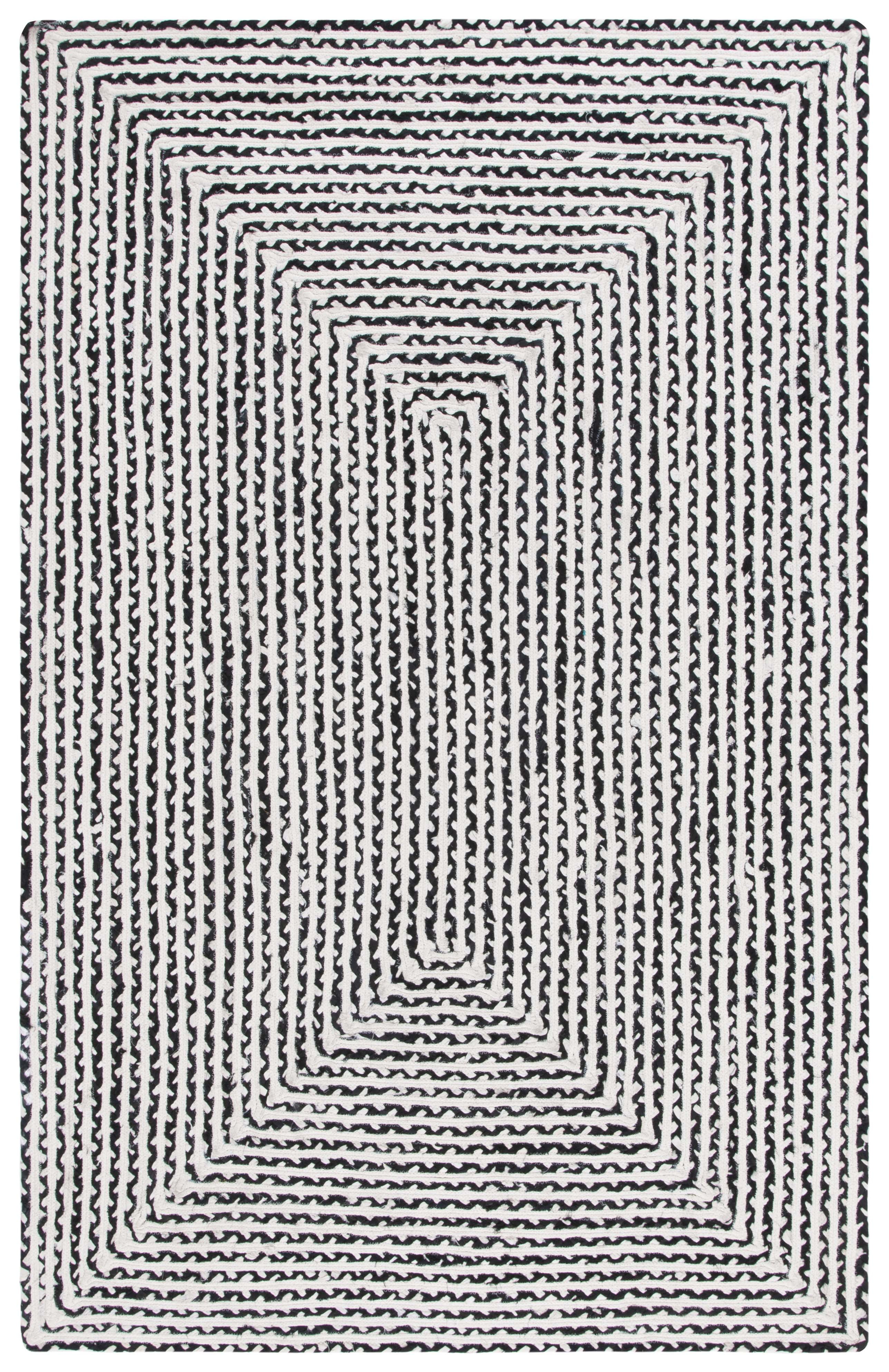 Handmade Black and Ivory Braided Cotton Area Rug, 4' x 6'