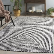 SAFAVIEH Braided Anabella Bordered Cotton Reversible Area Rug, Black/Ivory, 2' x 3'