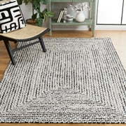 SAFAVIEH Braided Anabella Bordered Cotton Reversible Area Rug, Black/Navy, 2' x 3'