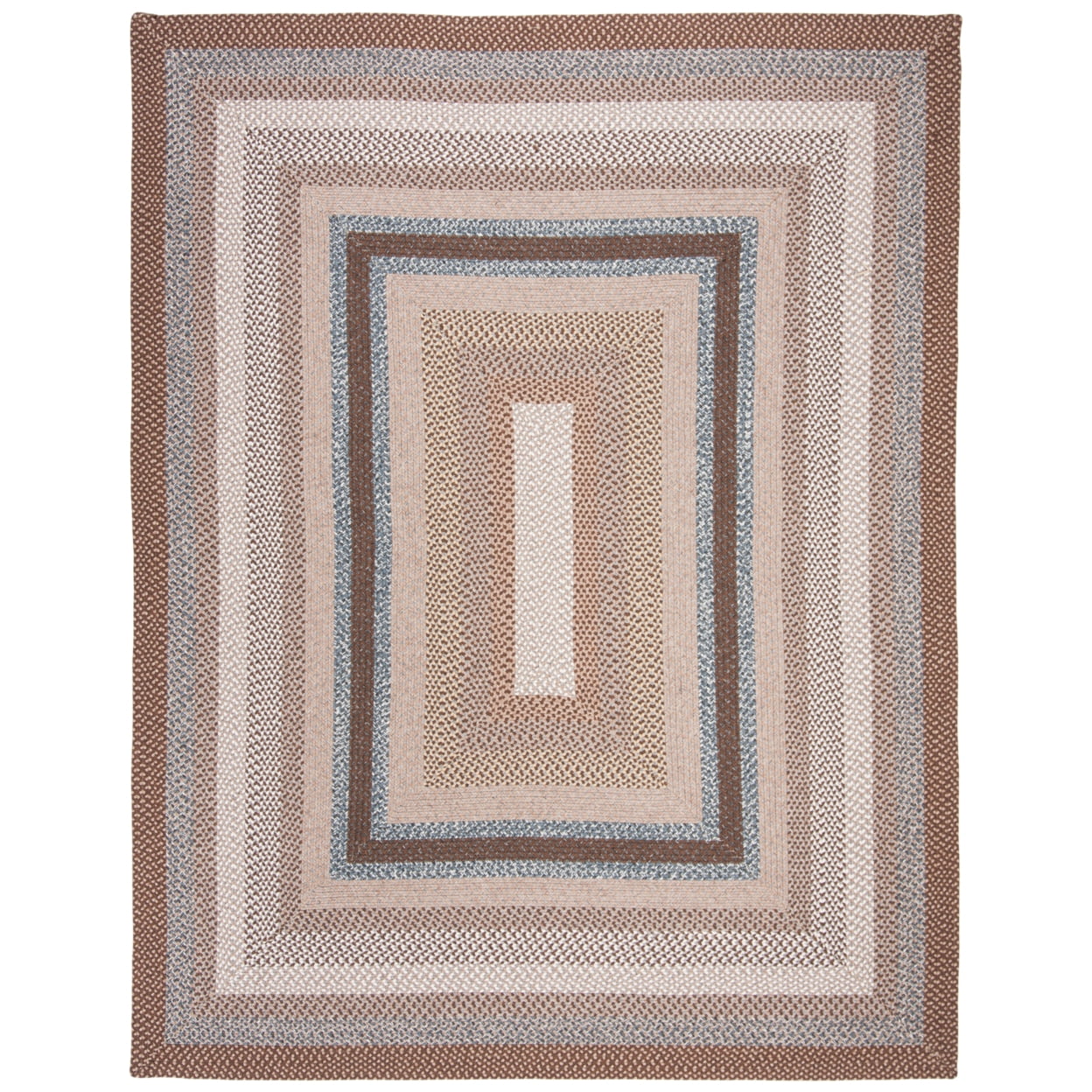 Handmade Brown and Multi Oval Braided Rug 10' x 14'