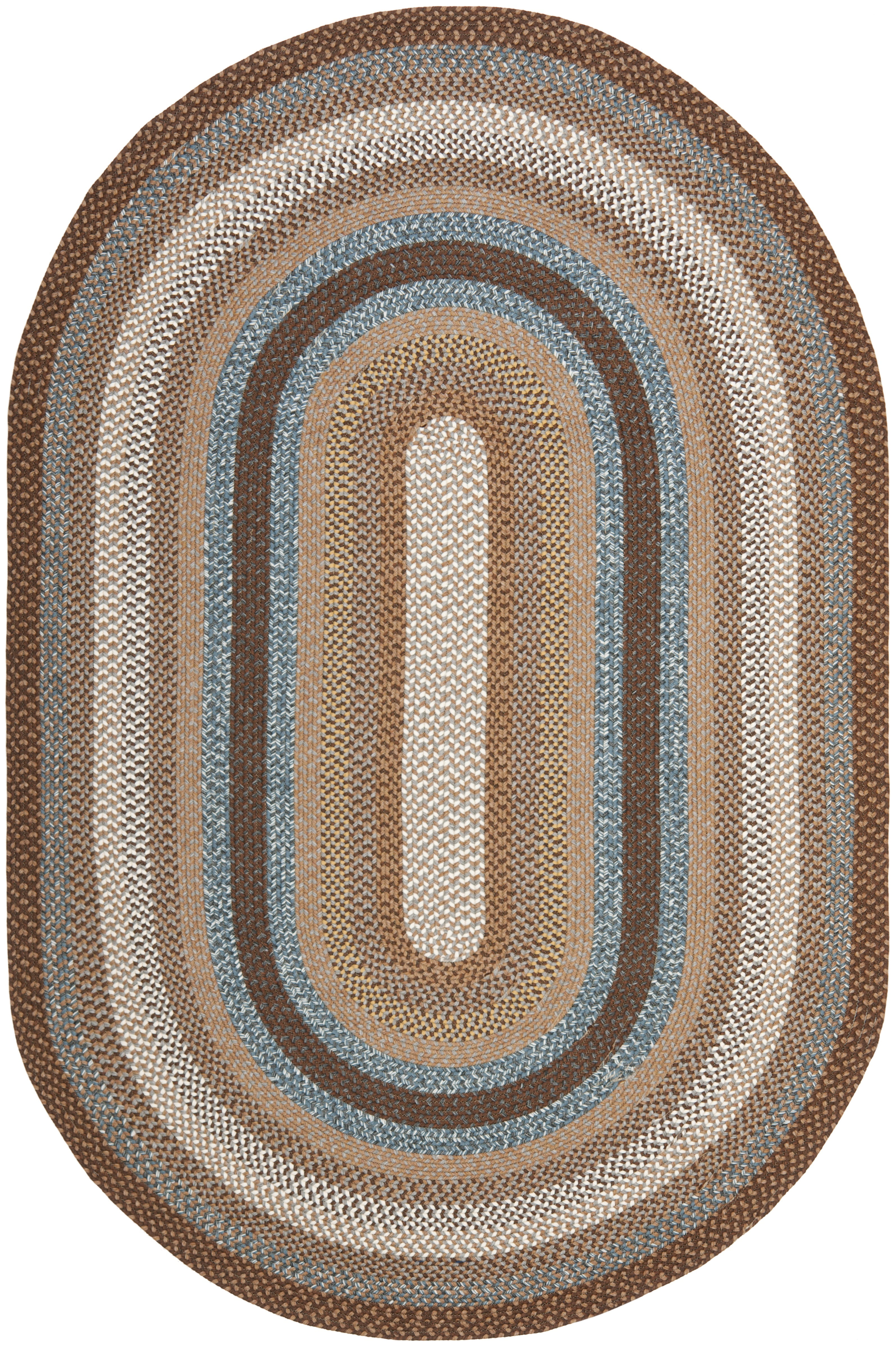 Handmade Brown and Multi Oval Braided Rug 10' x 14'