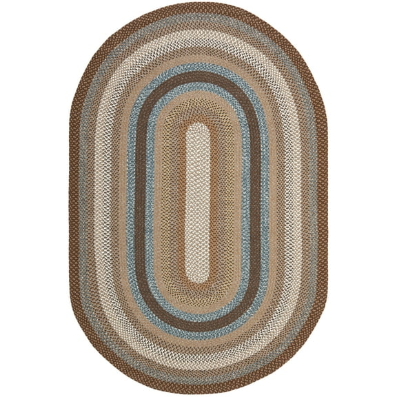SAFAVIEH Braided Angel Colored Bordered Area Rug, Brown/Multi, 10' x 14' Oval