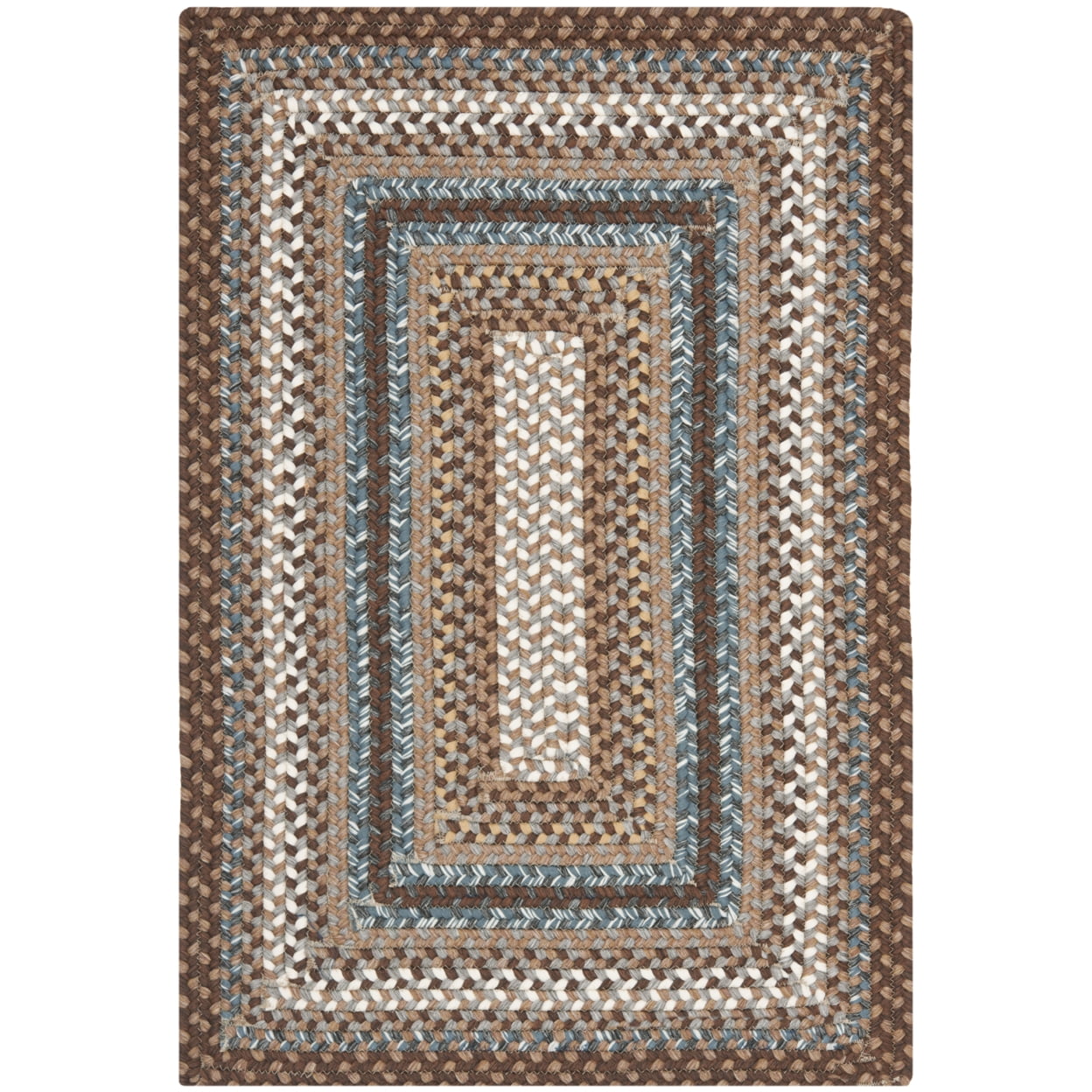 Ivory and Brown Braided Reversible Synthetic Area Rug