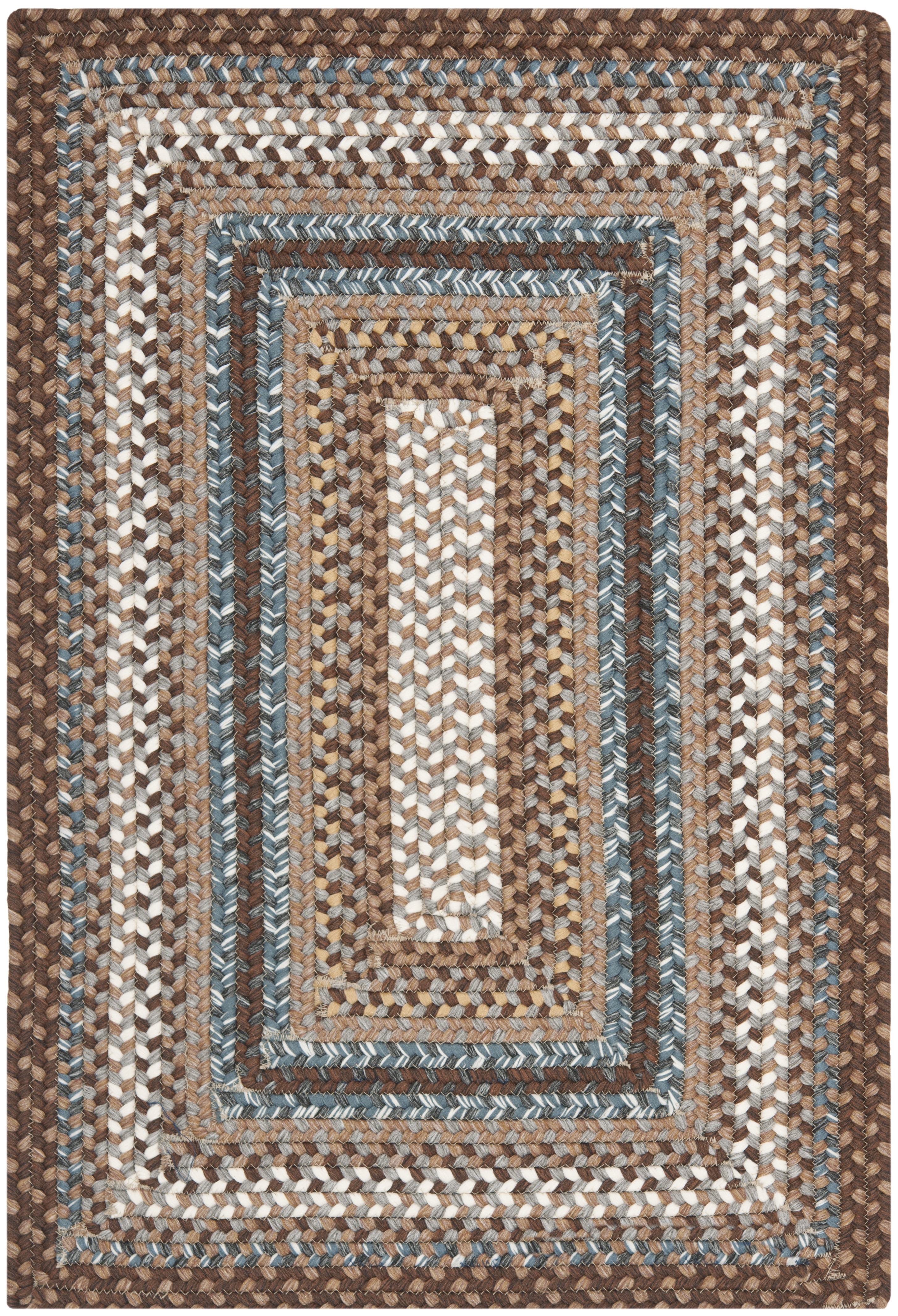 Ivory and Brown Braided Reversible Synthetic Area Rug
