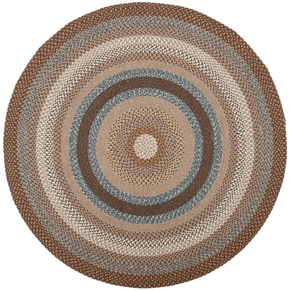 SAFAVIEH Braided Angel Colored Bordered Area Rug, Brown/Multi, 3' x 3' Round