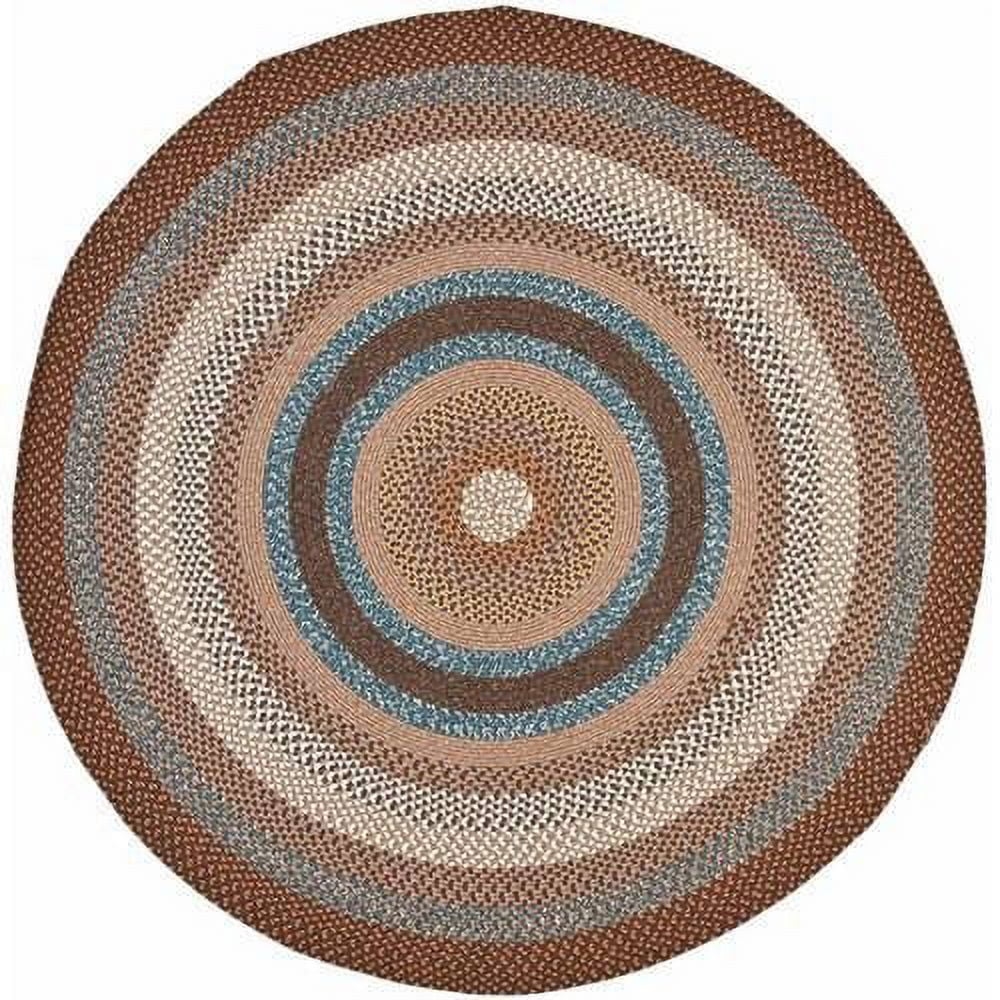 Handwoven Reversible Easy-Care Synthetic Square Rug in Blue and Brown