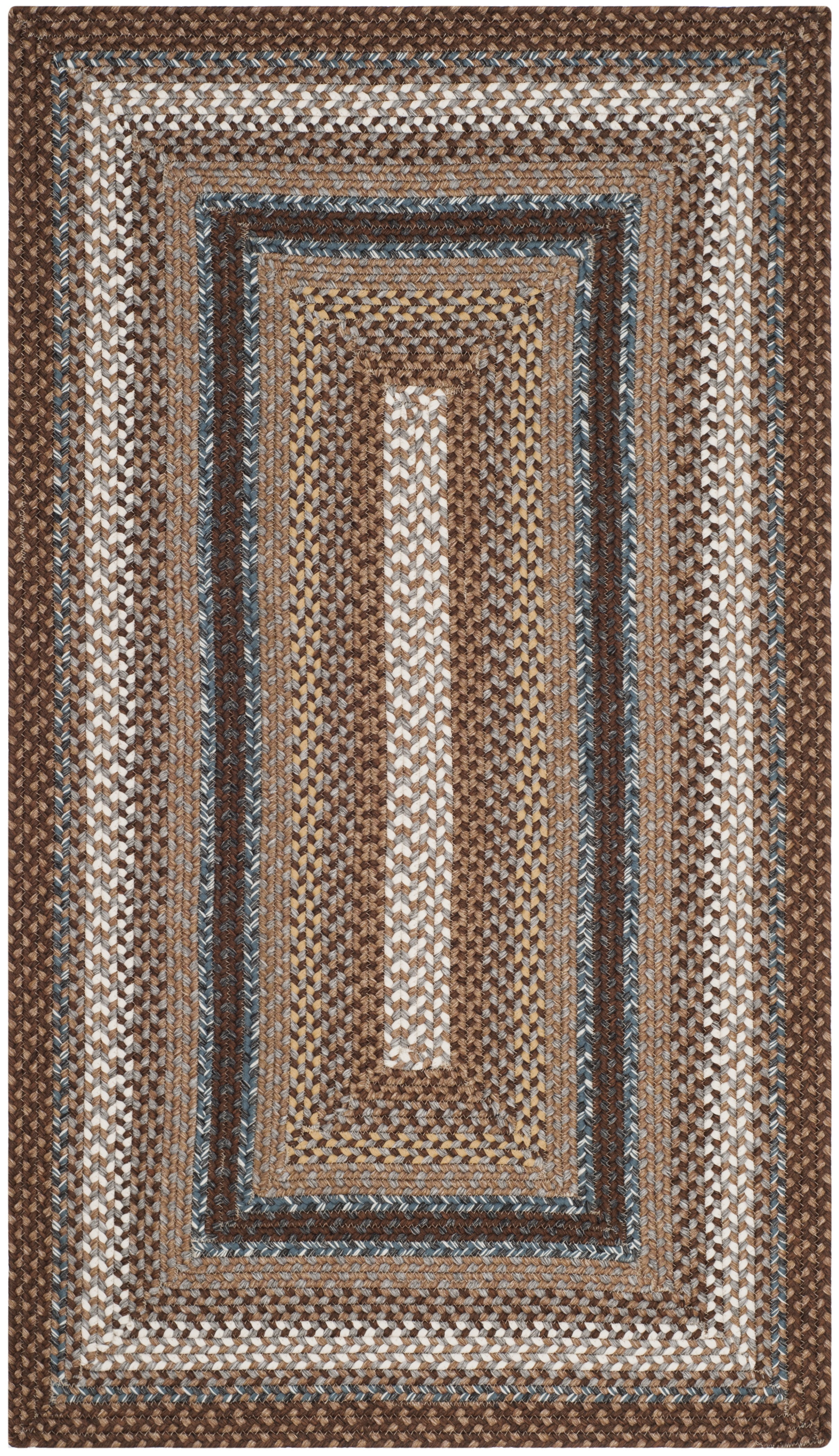 Handwoven Brown/Multi Synthetic 4' x 6' Reversible Braided Rug