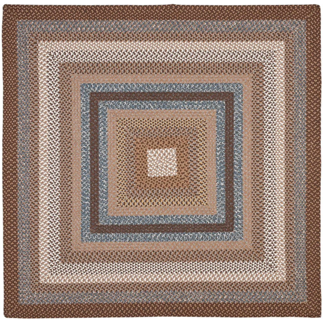 Handwoven Reversible Braided Square Rug in Vibrant Blue - Synthetic, Easy Care