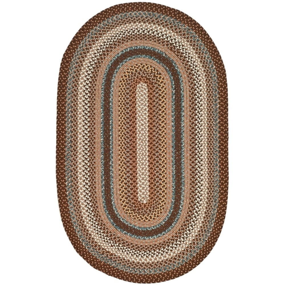 Coastal Charm Blue Synthetic 6' x 9' Oval Braided Rug