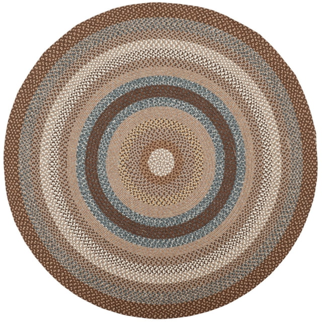 SAFAVIEH Braided Angel Colored Bordered Area Rug, Brown/Multi, 8' x 8' Round