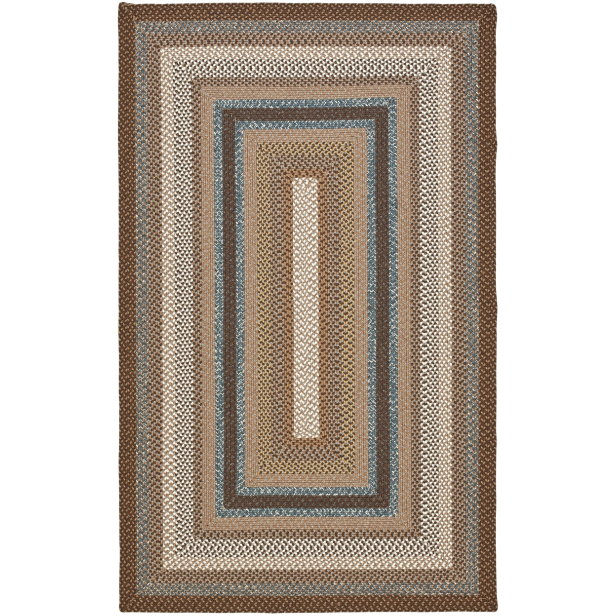 Ivory and Brown 9' x 12' Oval Braided Synthetic Rug