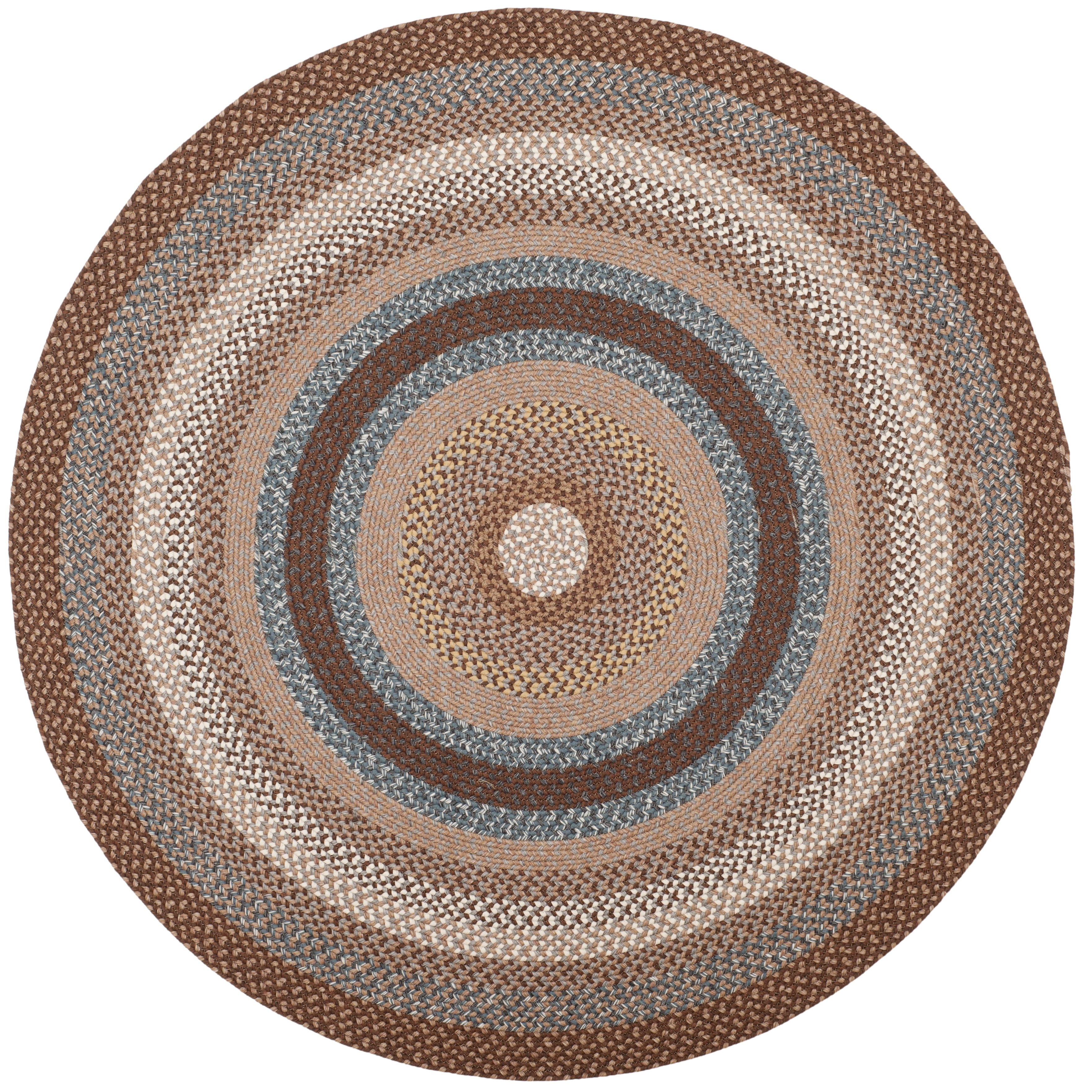 Handmade Brown and Multi Round Braided Area Rug