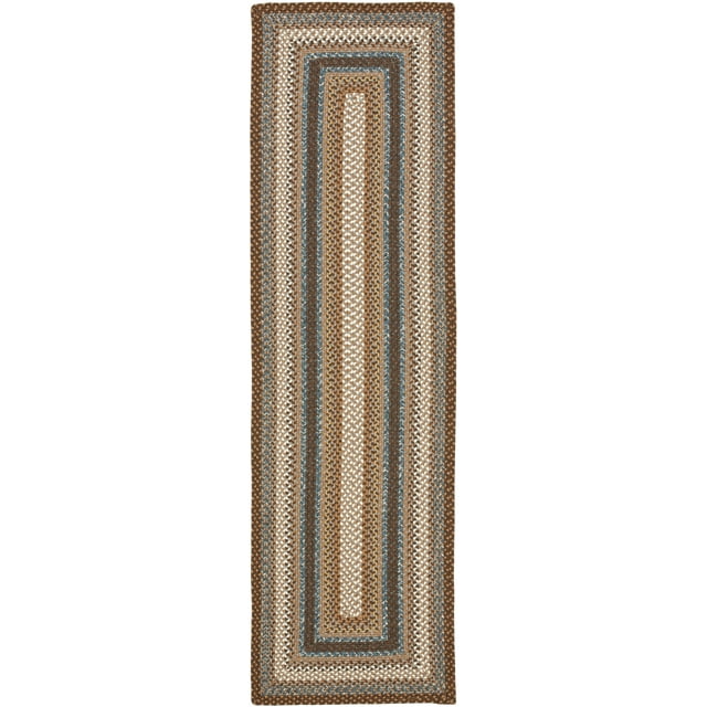 SAFAVIEH Braided Angel Colored Bordered Runner Rug, Brown/Multi, 2'3" x 18'