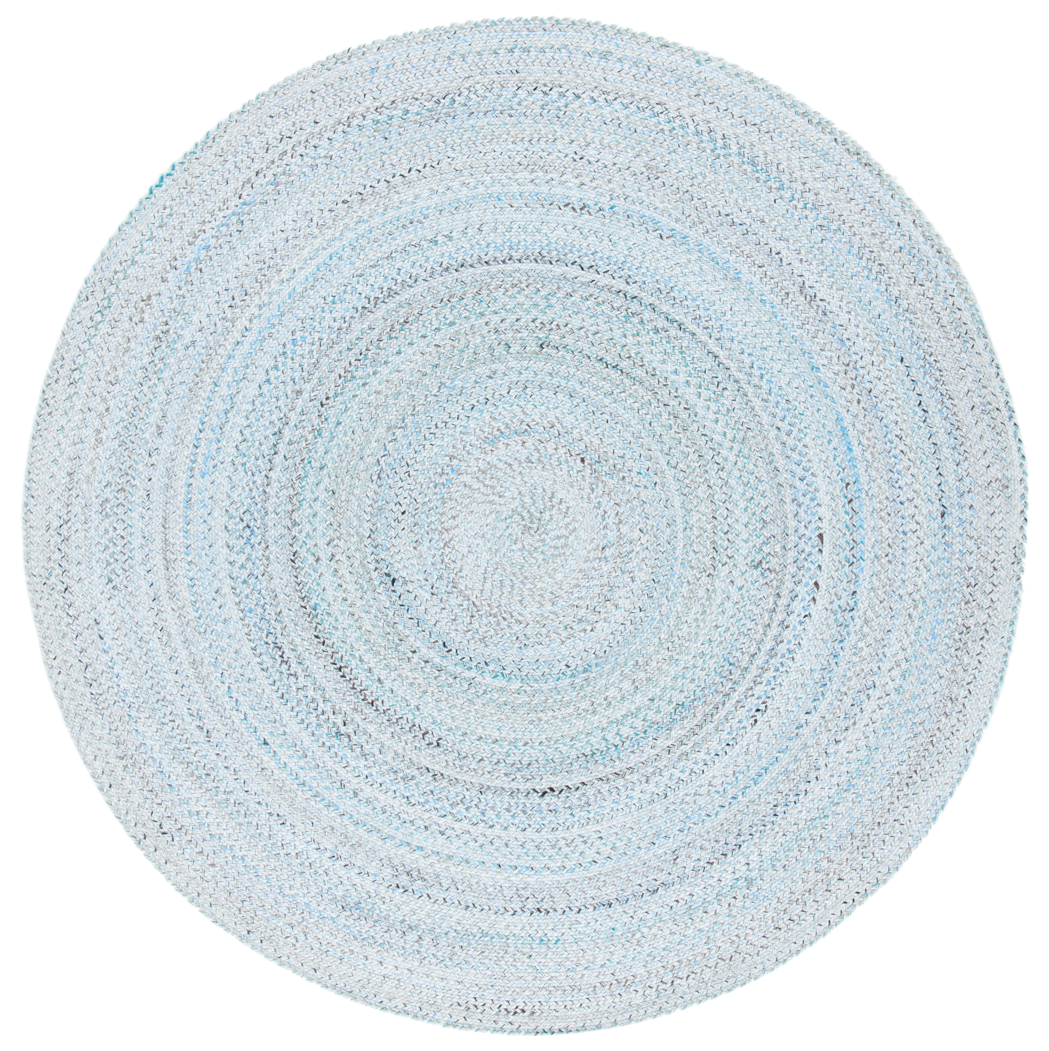 6' Round Blue and Gray Braided Synthetic Area Rug