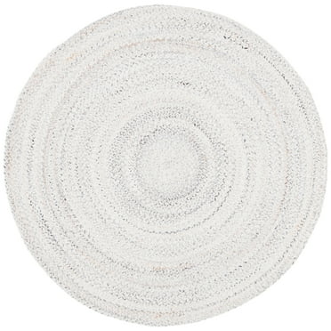SAFAVIEH Braided Aristotle Confetti Solid Area Rug, Ivory, 5' x 5' Round