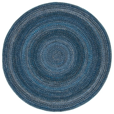 SAFAVIEH Braided Aristotle Confetti Solid Area Rug, Navy, 6' x 6' Round