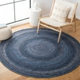 thumbnail image 1 of SAFAVIEH Braided Aristotle Solid Polyester Reversible Area Rug, Navy, 8' x 8' Round, 1 of 7