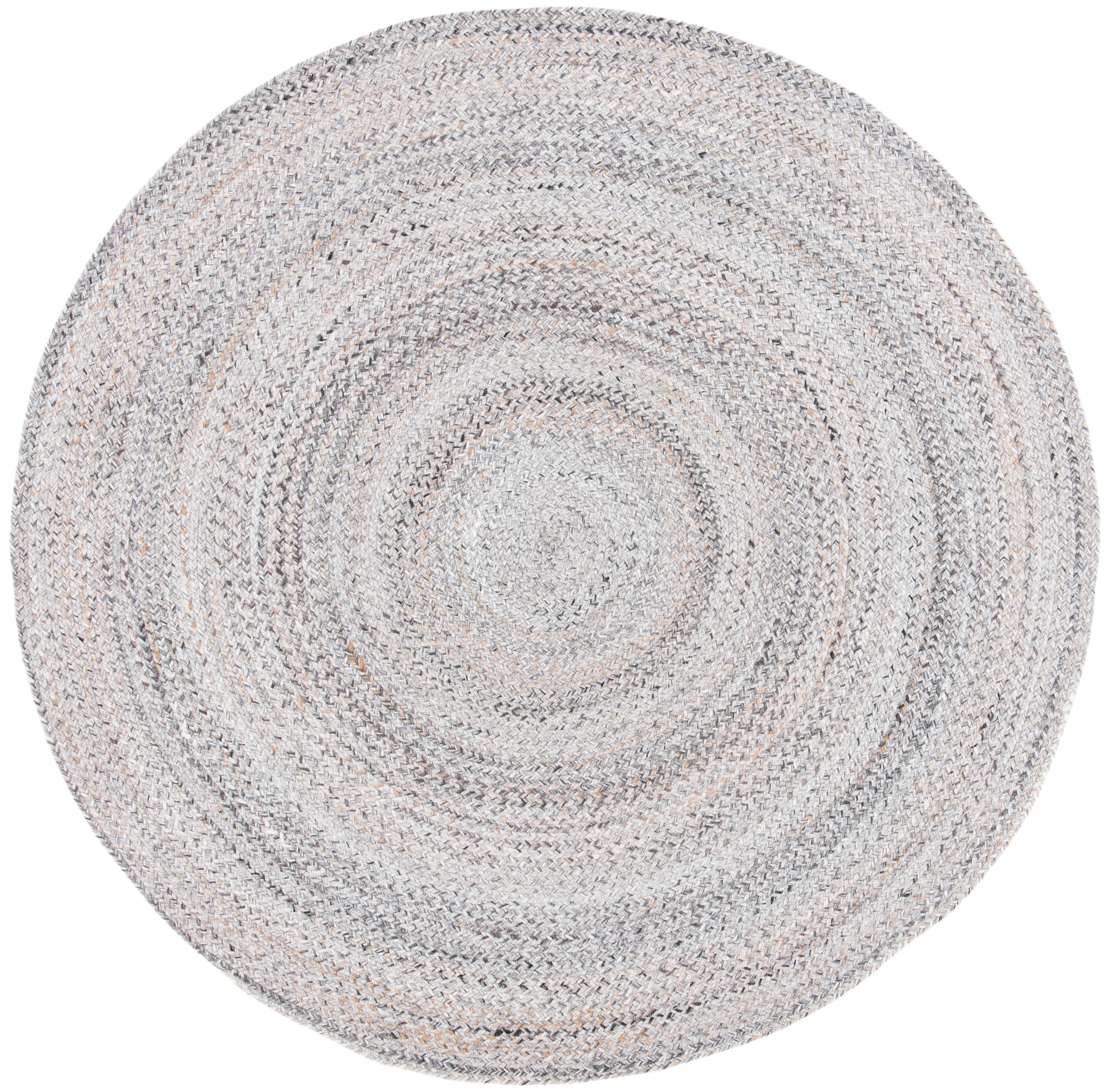 Gray Round Braided Handmade Synthetic Reversible Rug, 7 ft