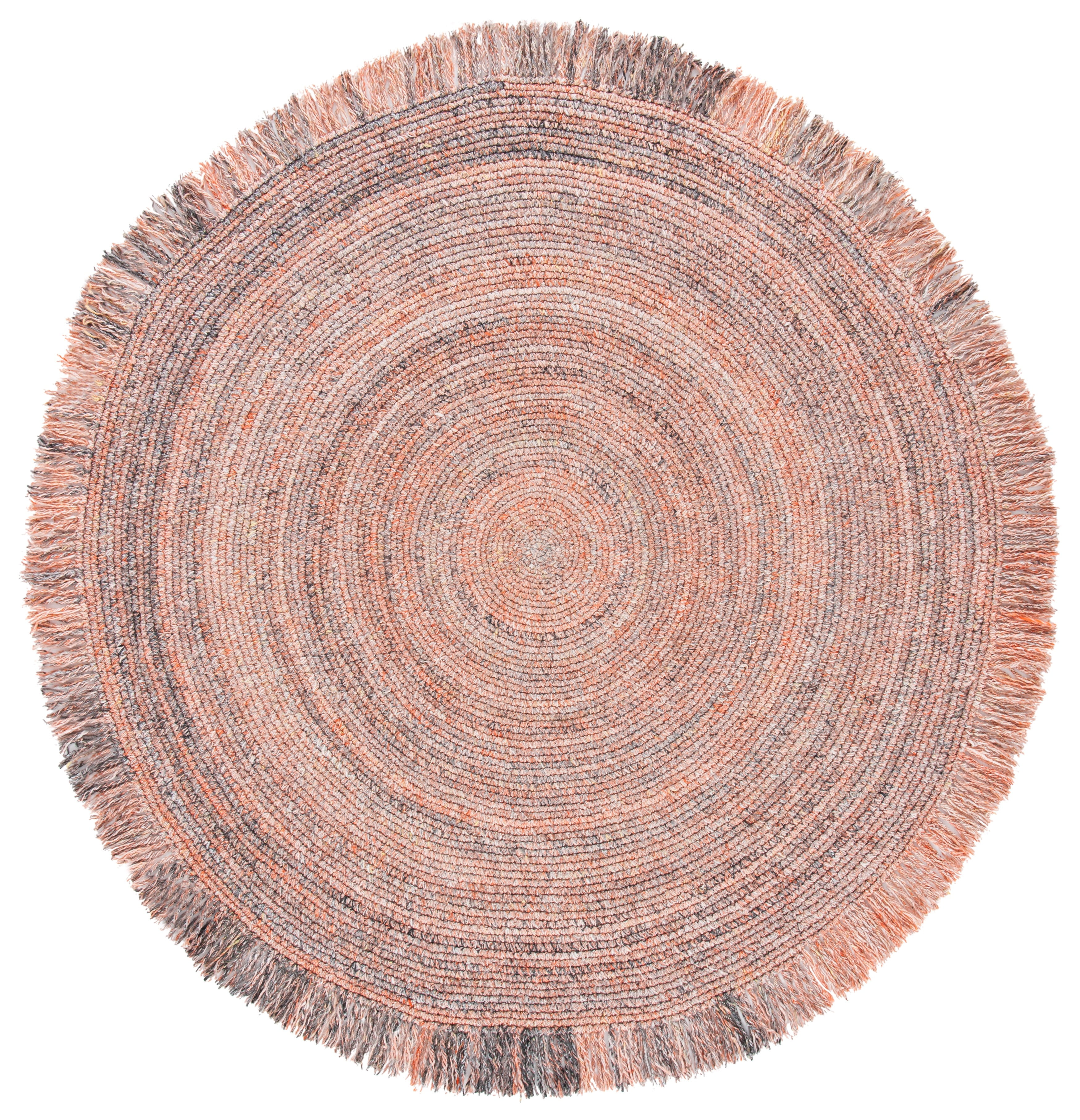 47" Gray Round Handmade Braided Synthetic Rug