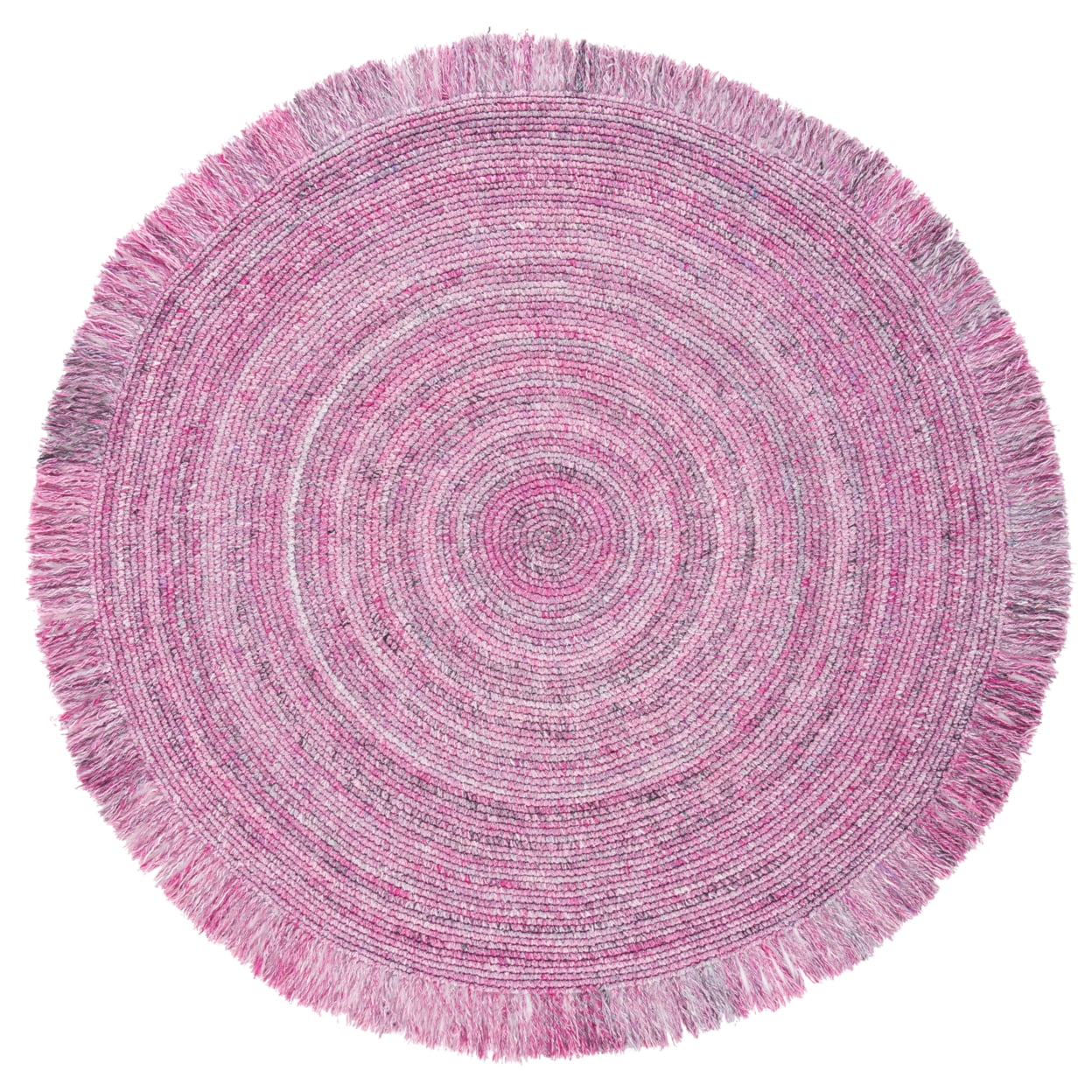 Handmade Pink and Ivory Braided Round Area Rug