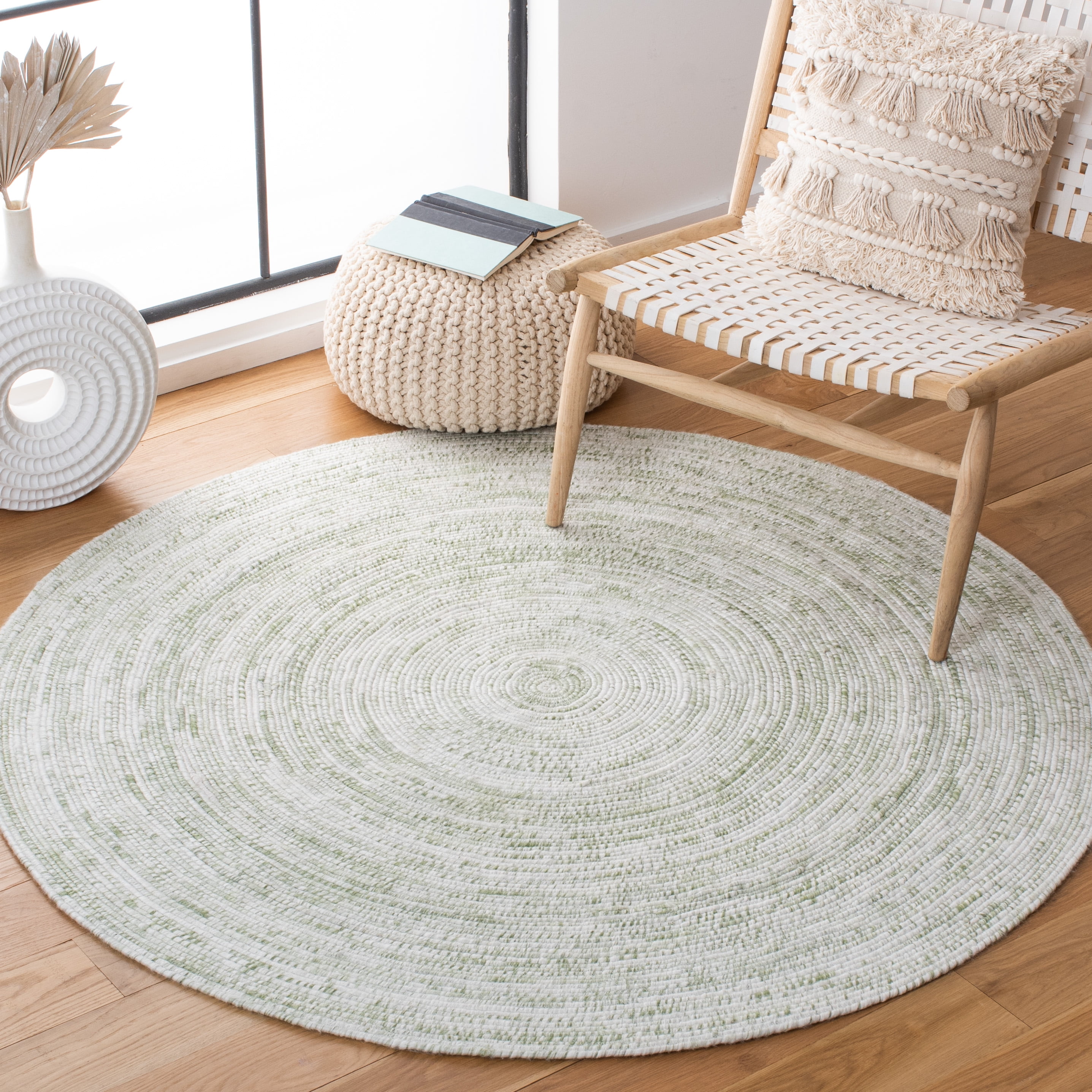 SAFAVIEH Braided Bernica Solid Polyester Reversible Area Rug, Ivory ...