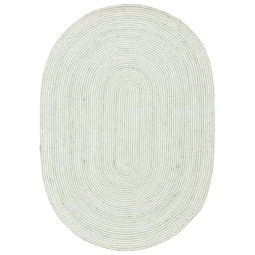 SAFAVIEH Braided Beuregard Solid Reversible Area Rug, Green/Ivory, 6' x 9' Oval
