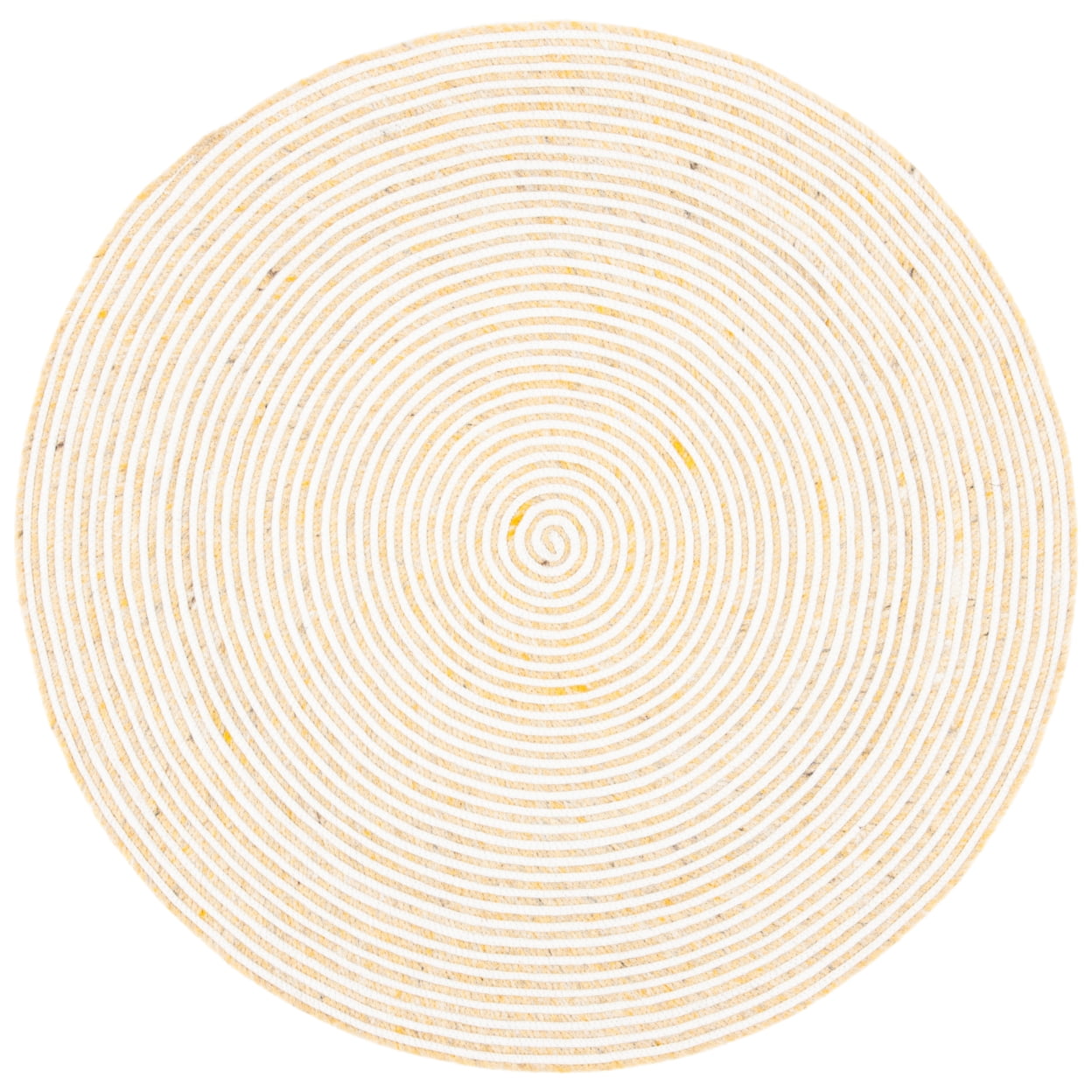 Handmade Gold and Ivory Round Wool Braided Area Rug