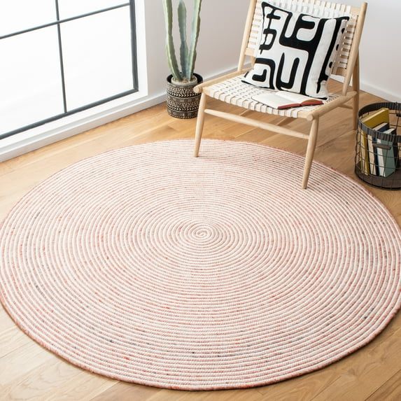 SAFAVIEH Braided Beuregard Solid Reversible Area Rug, Red/Ivory, 4' x 4' Round