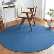 SAFAVIEH Braided Braylon Solid Reversible Area Rug, Blue, 3' x 3' Round