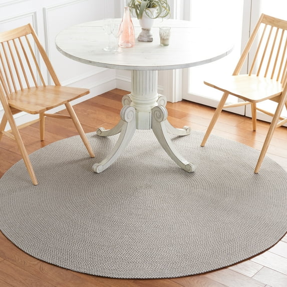 SAFAVIEH Braided Braylon Solid Reversible Area Rug, Gray/Ivory, 3' x 3' Round