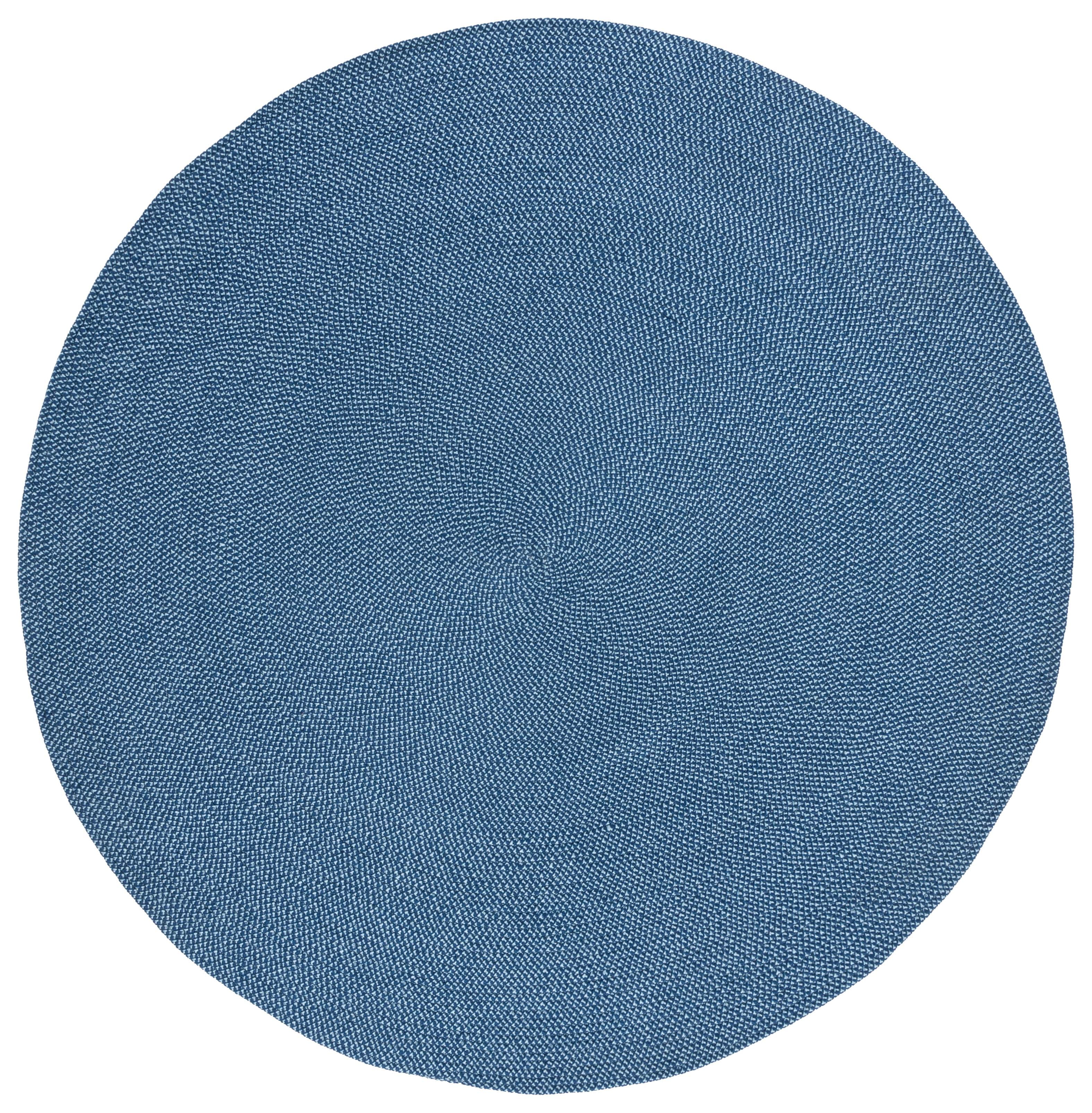 Coastal Charm Navy Blue 5' Round Braided Synthetic Area Rug
