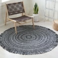 thumbnail image 1 of SAFAVIEH Braided Brittania Solid Polyester Reversible Area Rug, Black/Ivory, 6' x 6' Round, 1 of 7