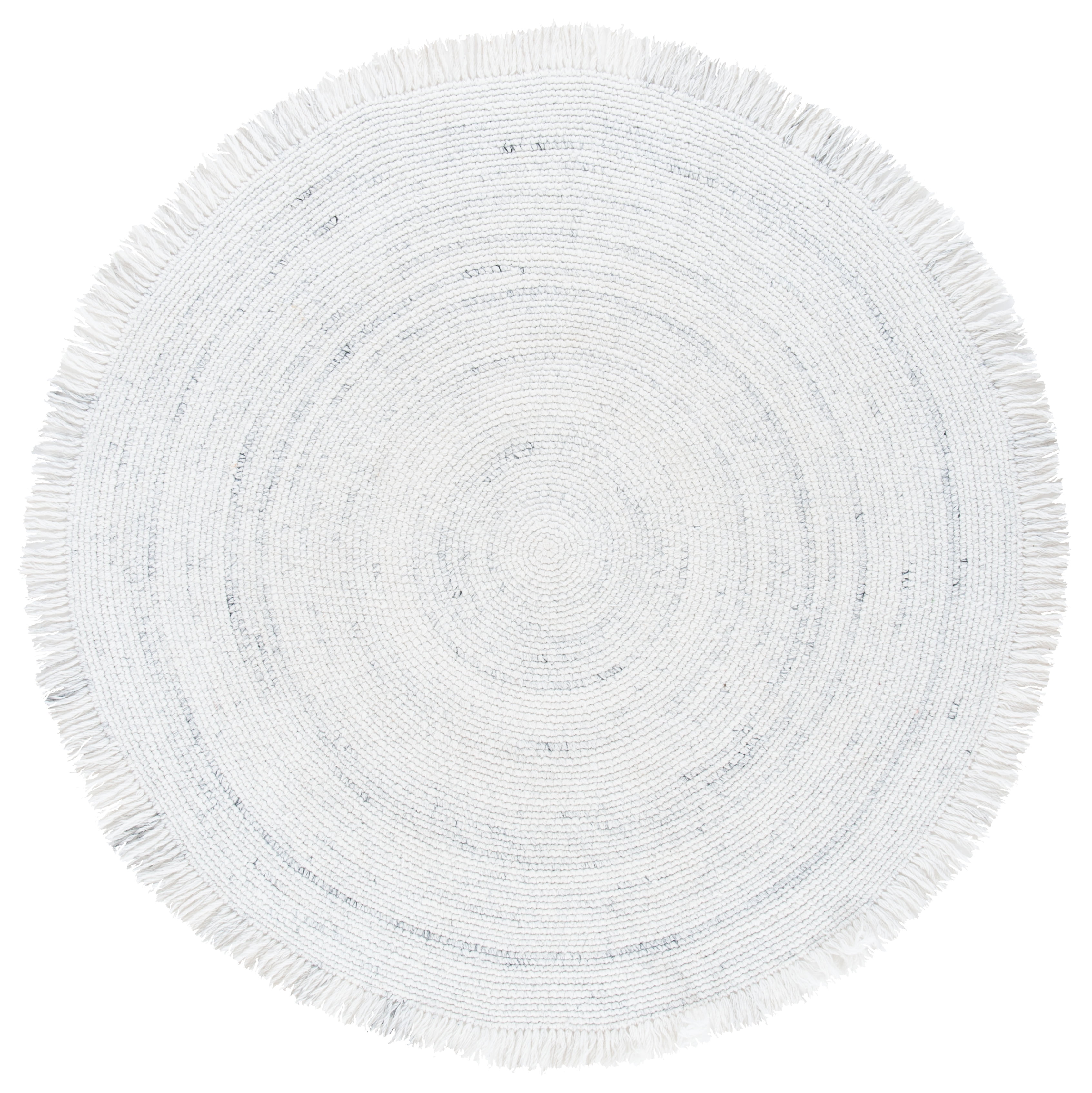 59" Gray Synthetic Round Braided Handmade Washable Rug
