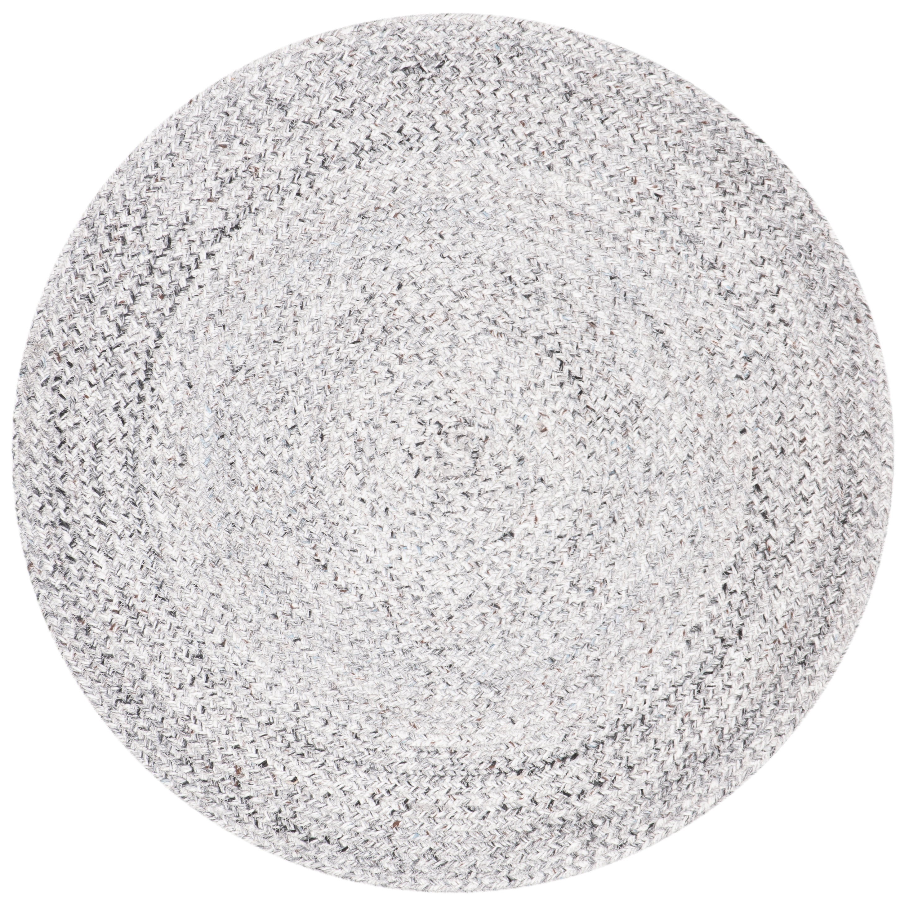 Handmade Silver and Charcoal Braided Round Synthetic Rug, 5'