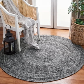 SAFAVIEH Braided Caleb Solid Polyester Reversible Area Rug, Gray/Charcoal, 7' x 7' Round