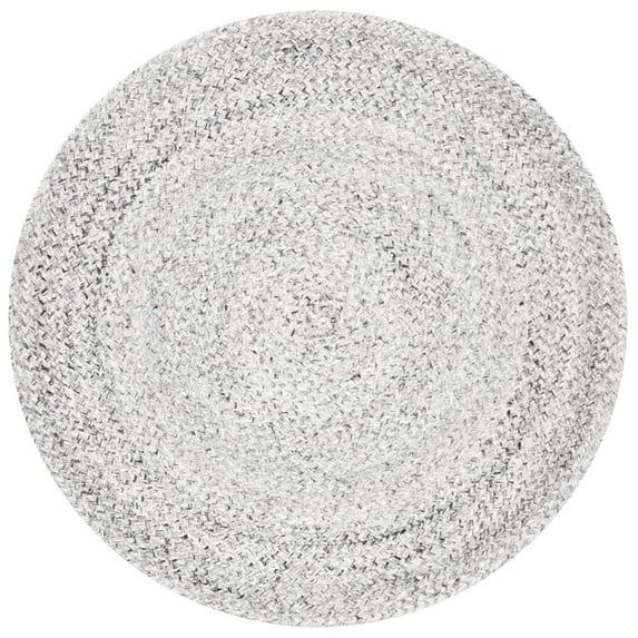 SAFAVIEH Braided Caleb Solid Polyester Reversible Area Rug, Silver/Charcoal, 6' x 6' Round