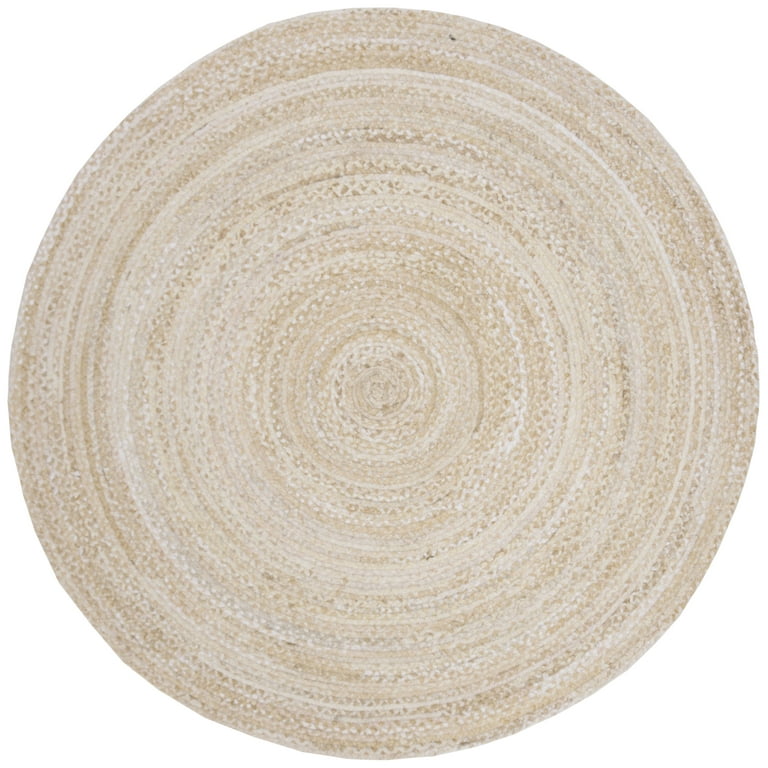 SAFAVIEH Braided Calvin Solid Shades Area Rug, Beige, 5' x 5' Round 