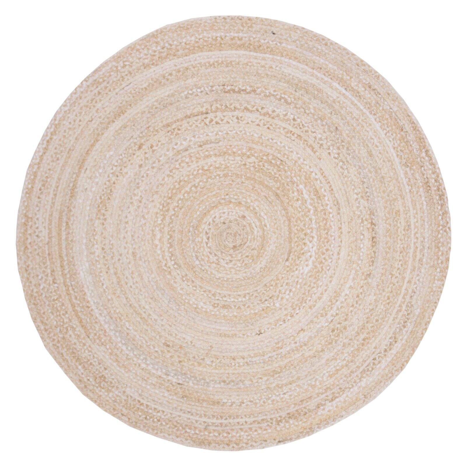 SAFAVIEH Braided Calvin Solid Shades Area Rug, Beige, 6' x 6' Round ...