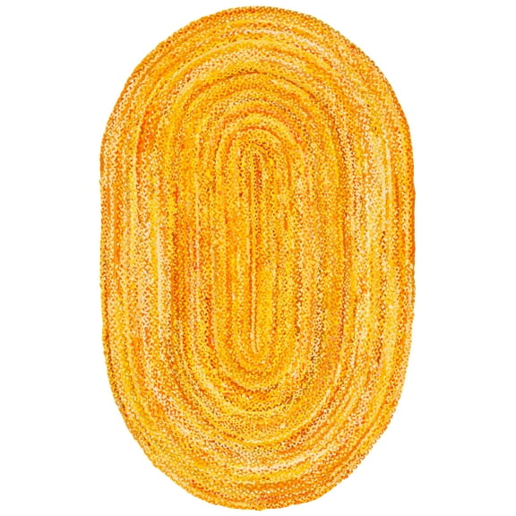 SAFAVIEH Braided Calvin Solid Shades Area Rug, Gold, 5' x 8' Oval