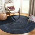 thumbnail image 1 of SAFAVIEH Braided Calvin Transitional Cotton Reversible Area Rug, Navy/Black, 3' x 3' Round, 1 of 11